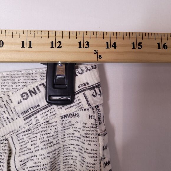 Zara Jeans Womens 4 White Newspaper Print Butterfly Straight Leg Button Fly - Picture 7 of 11